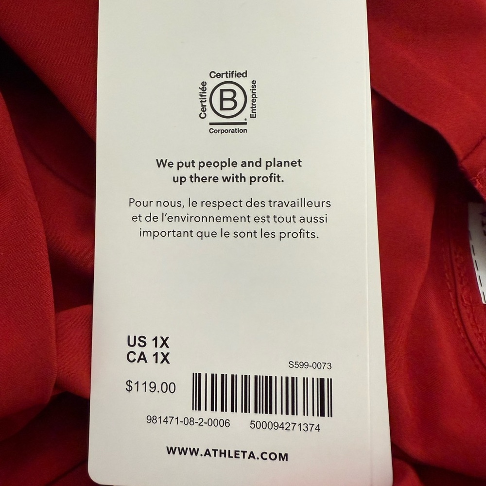 NWT Athleta Urbanite Featherweight
Stretch Button Up Shirt Top Red Plus Size 1X - Picture 6 of 11